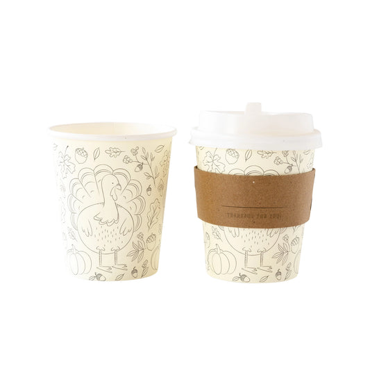 Harvest Coloring Cozy To Go Cups | 8 count