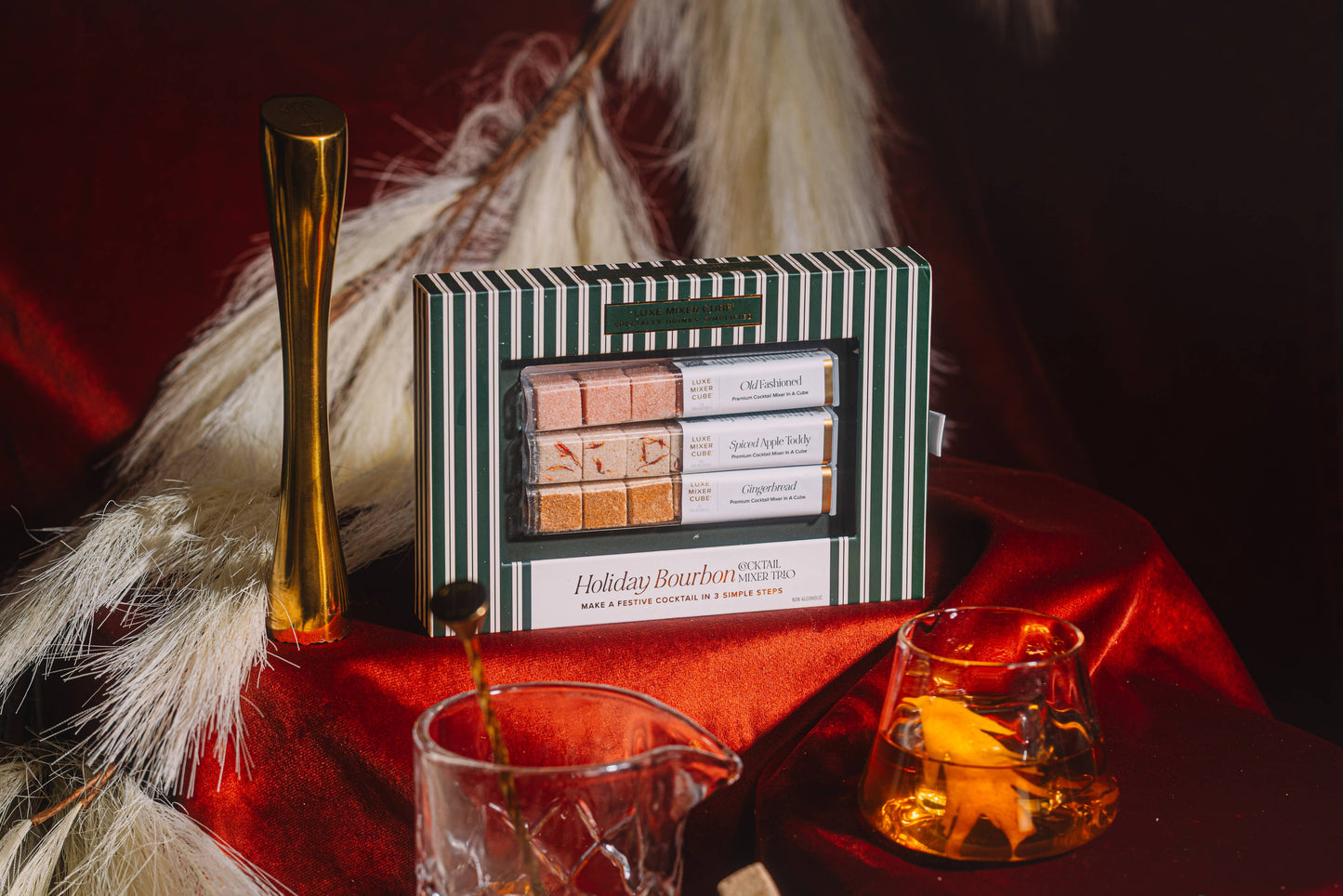 Holiday Bourbon Old Fashioned Mixer Cube Trio