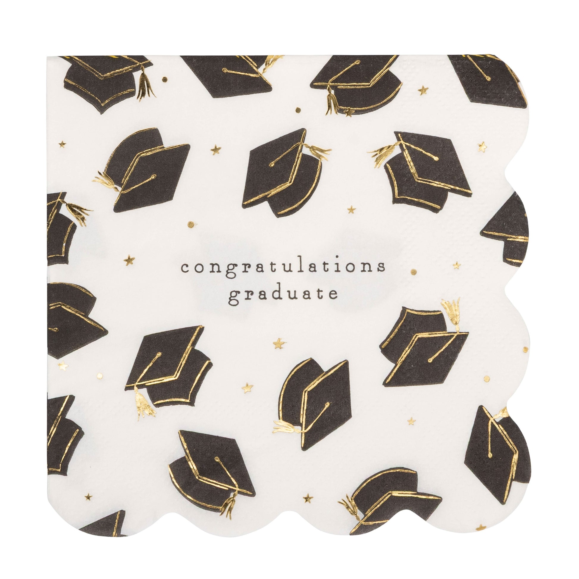 My Mind’s Eye GRD1236 Grad Hat Scatter Napkin cocktail napkin with graduation cap design, festive and decorative for celebration.