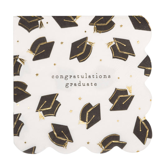 My Mind’s Eye GRD1236 Grad Hat Scatter Napkin cocktail napkin with graduation cap design, festive and decorative for celebration.