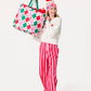 Shiraleah FA LA LA slippers in large/extra-large size with festive red and white design, cozy and soft for holiday comfort.