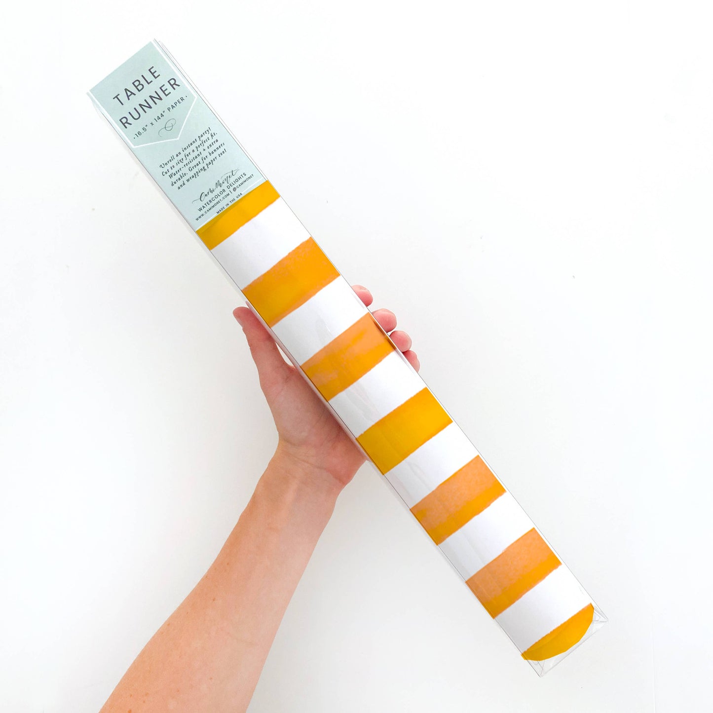 Orange and White Stripe Table Runner | 16.5" × 96"