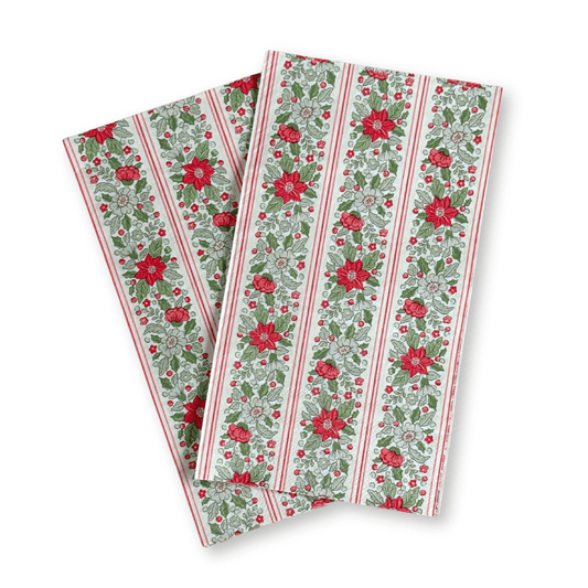 Hearth & Holly Vintage Floral Striped Guest Napkins | 24 count
