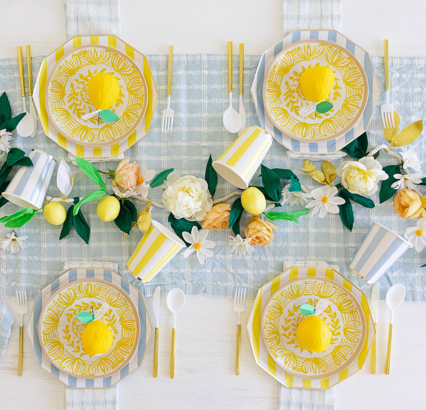 Soleil Yellow Cabana Stripe Cups | 8 count