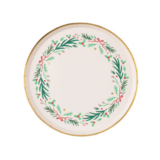 Christmas Wreath Dessert Plates 8" | 8 count
