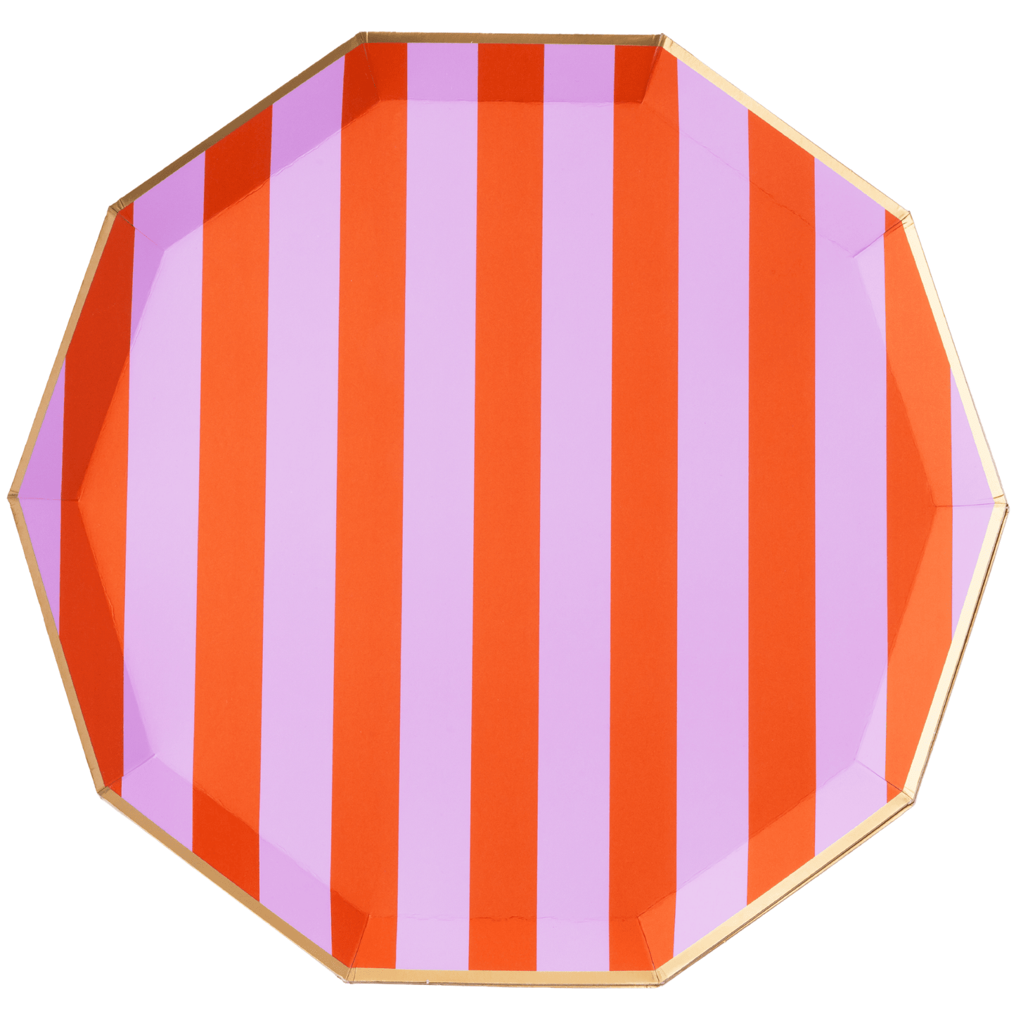 Orange and Lilac Cabana Stripe Paper Plates | 8 count