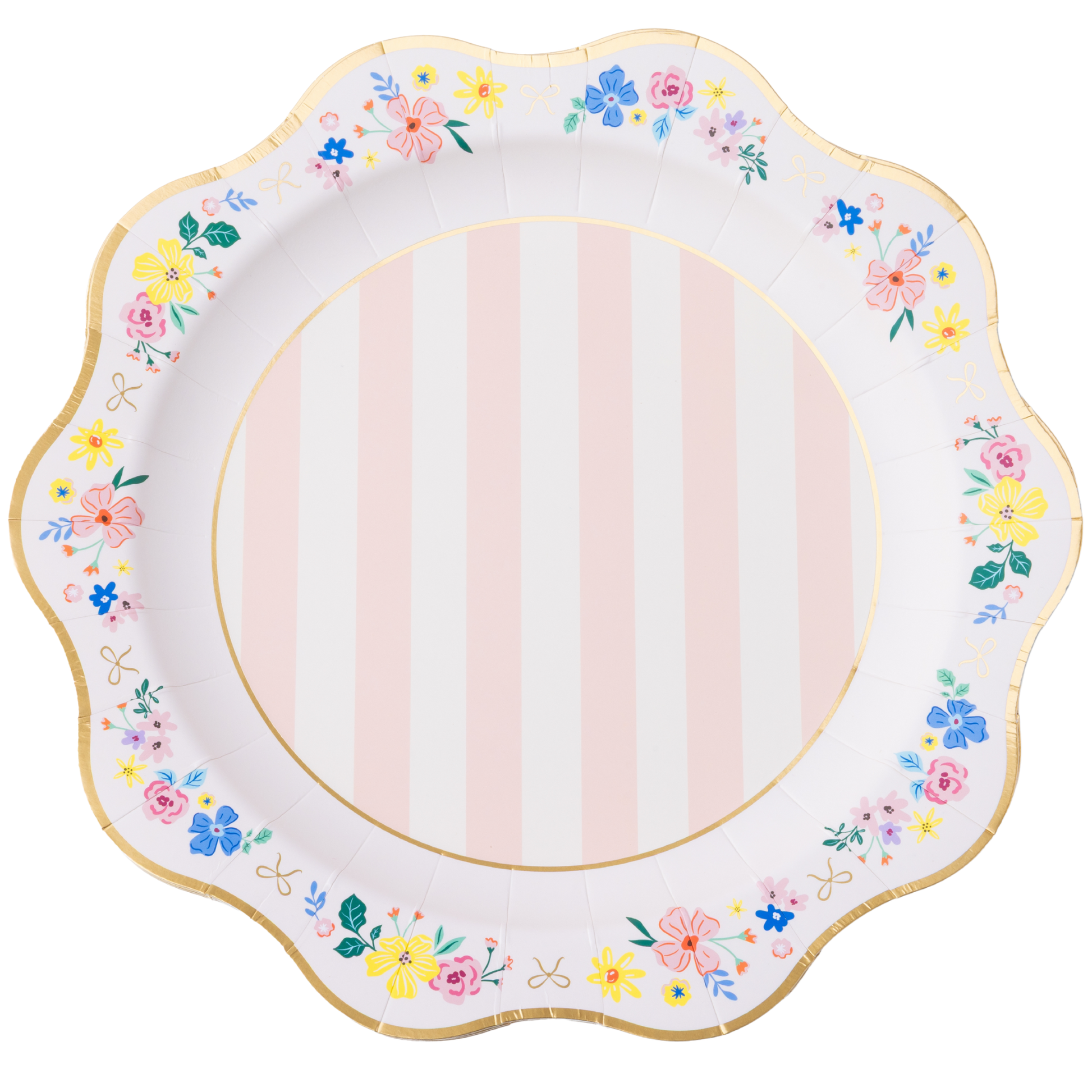 Set of eight elegant floral dinner plates by Bonjour Fête, 11-inch size with colorful floral patterns for special occasions.