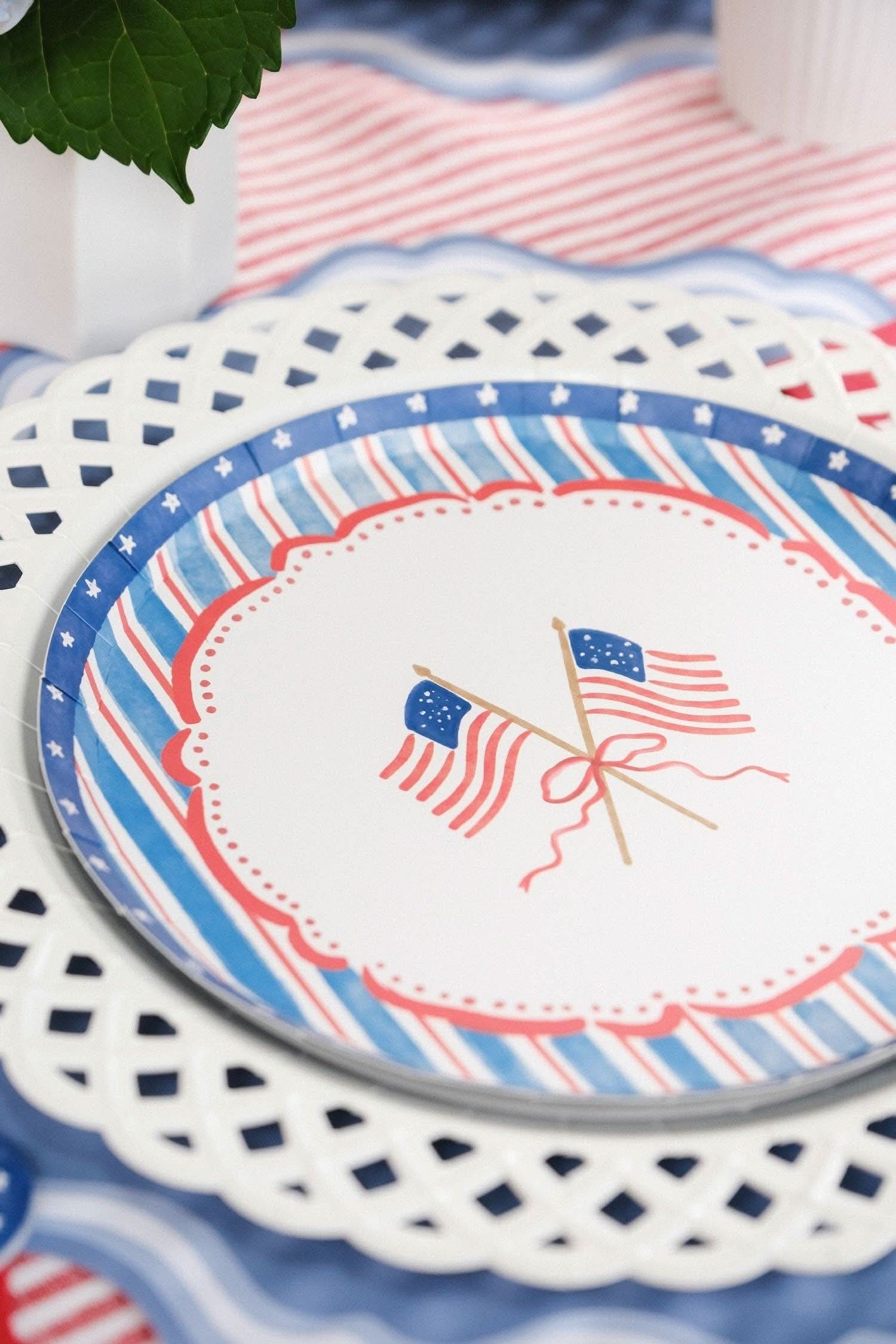 White Basketweave Dinner Paper Plates - Porcupine Paper Co.