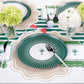 Dark green striped table runner by Gatherings, 18x120 inches, featuring a classic pattern ideal for festive or everyday table settings.