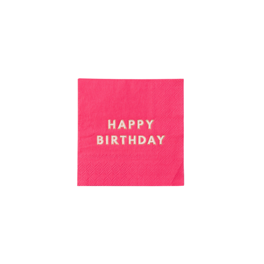 Hot Pink Happy Birthday Cocktail Napkins