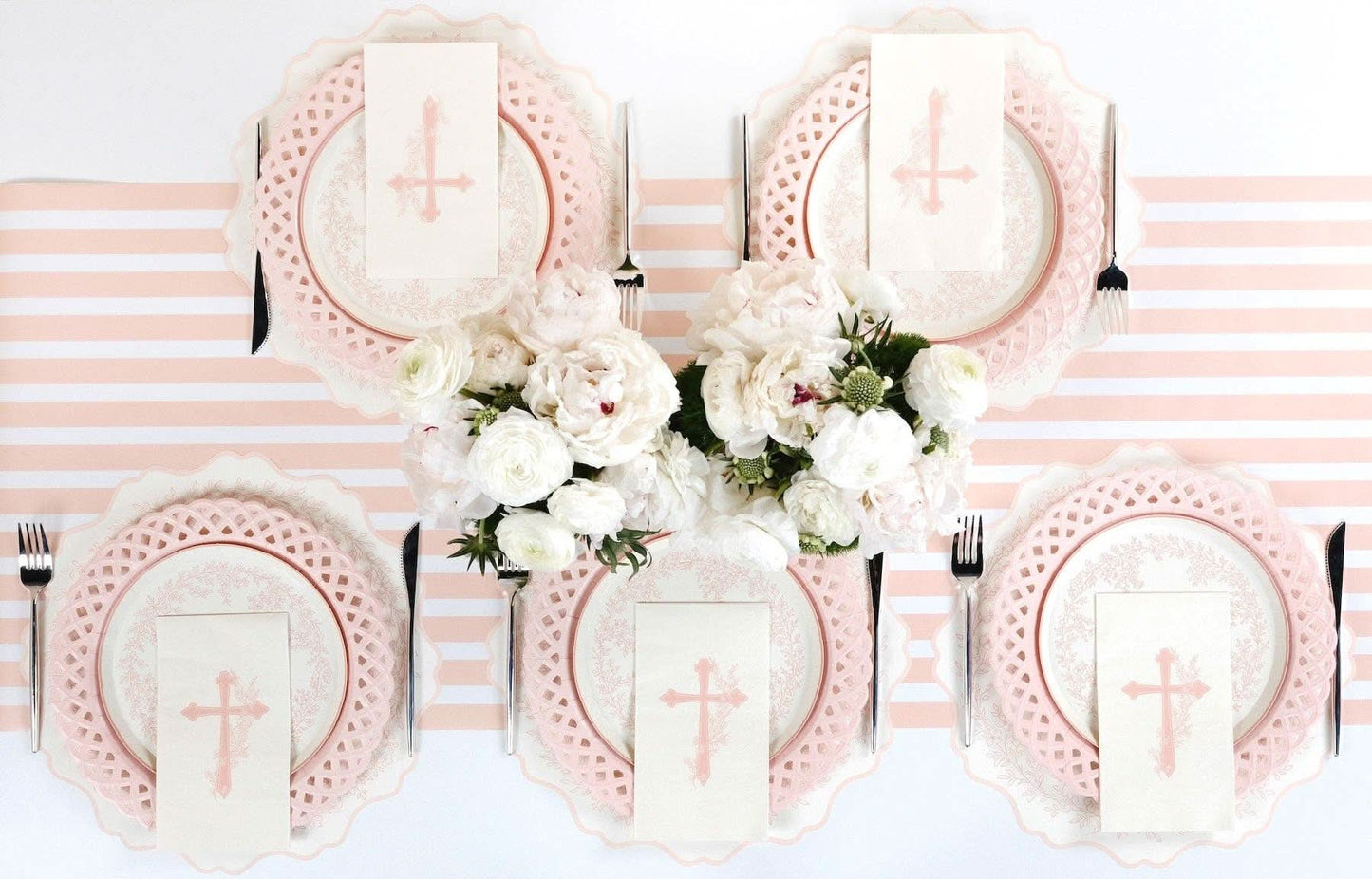 Pink Basketweave Dinner Paper Plates - Porcupine Paper Co.