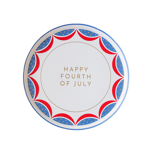 Happy 4th Of July Dessert Plates 8.25" | Set of 8