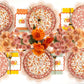 Autumn floral dinner plates by Gatherings, featuring colorful fall-inspired floral patterns on ceramic plates.