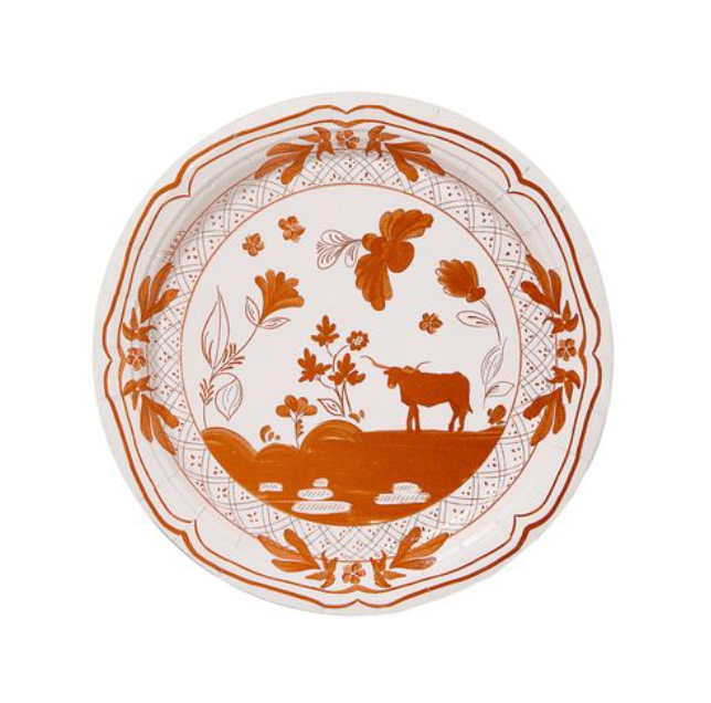 White Austin Cow dessert-sized collegiate paper plates by Pavilion Paper, 8-pack, featuring cow design for party or event use.
