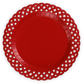 Set of six red basketweave dinner paper plates with textured pattern by Gatherings by Curated Paperie.
