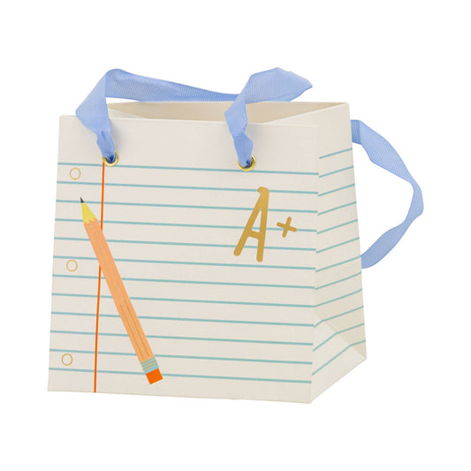 Set of six My Mind’s Eye ruled paper gift bags featuring elegant designs, perfect for gift wrapping and special occasions.