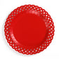 Red Basketweave Dinner Paper Plates by Gatherings, featuring a textured basketweave design for casual dining and parties.