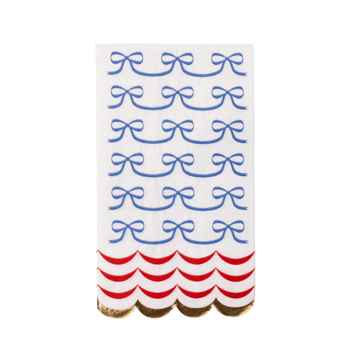 Bonjour Fête 4th of July bow flag guest towels pack of 20, festive red, white, and blue patriotic paper hand towels for celebrations