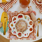 Rust Gingham Scalloped Square Paper Plates 10" | 8 count