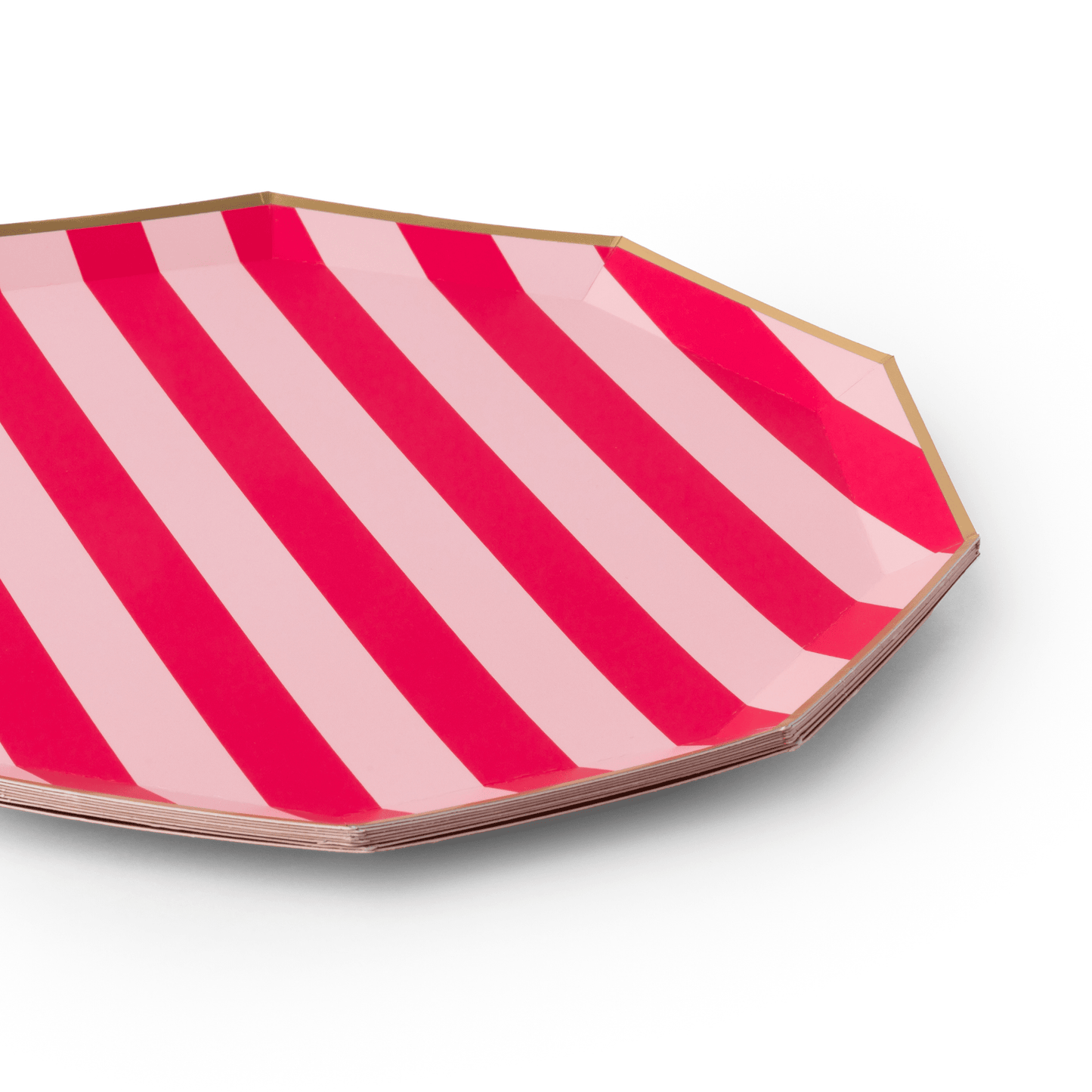 Light  Haute Pink Cabana Stripe Large Dinner Plates - 10.75" | Pack of 8 - Porcupine Paper Co.