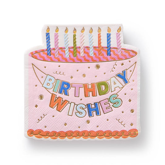 Birthday Wishes Die-Cut Cake Napkin Set | 20 Count