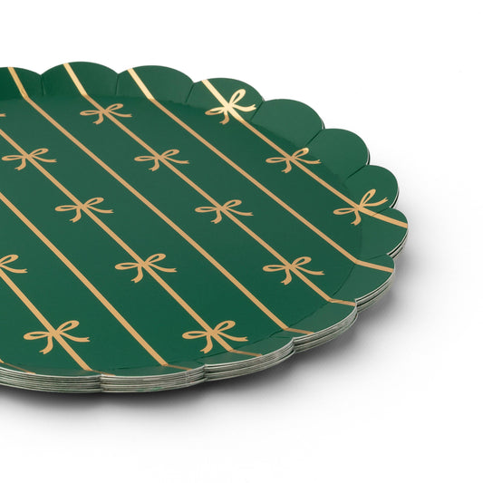 Emerald Green Signature Bow Small Plates 8.25" |  Set of 8