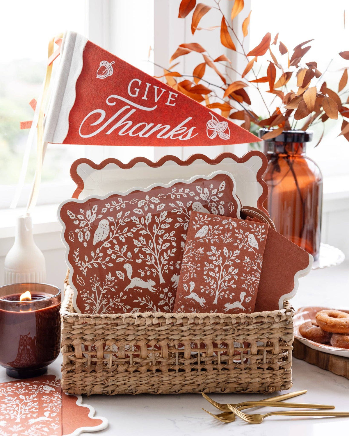 Rust Ric Rac Paper Plates 10" | Set of 8