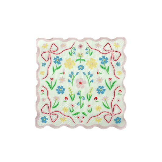 Pink Floral Cocktail Napkins | Set of 16