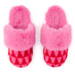 Pink Felicity Trees slippers by Shiraleah in two sizes, featuring a cozy design with tree patterns on soft fabric.