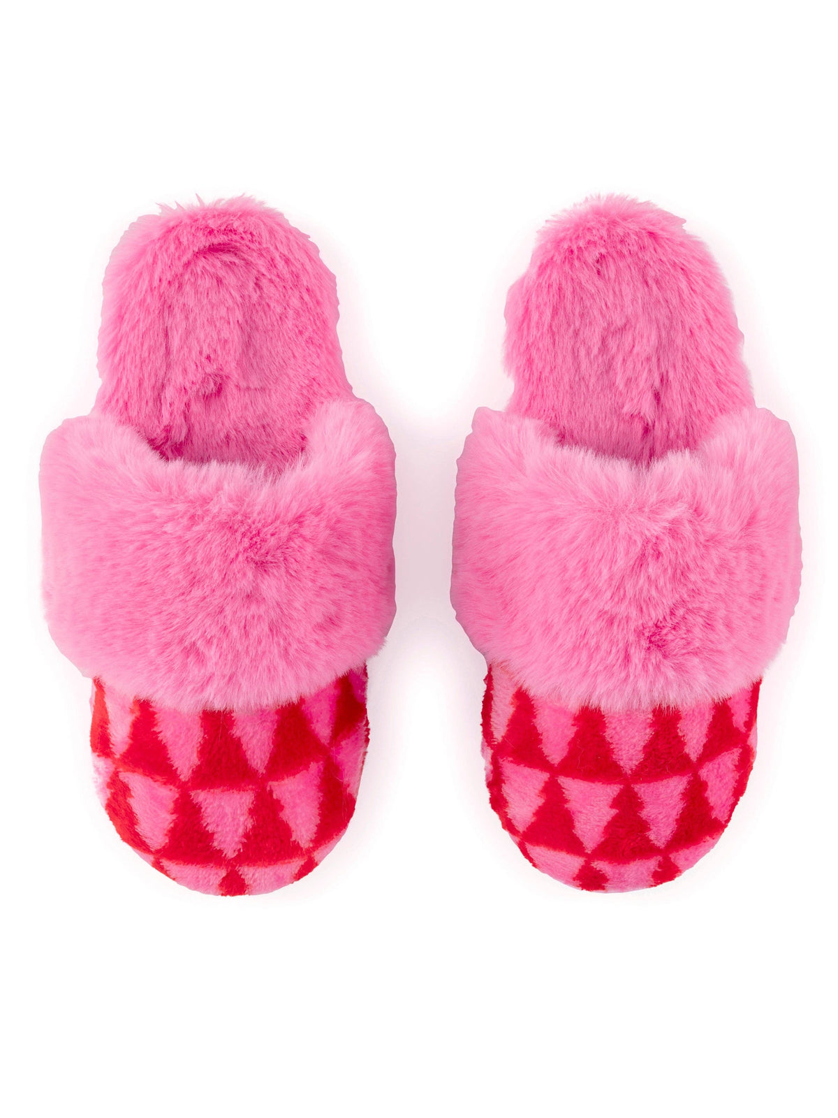 Pink Felicity Trees slippers by Shiraleah in two sizes, featuring a cozy design with tree patterns on soft fabric.