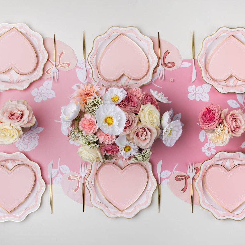 Pink Bow Dinner Plates - 11" | Set of 8 - Porcupine Paper Co.