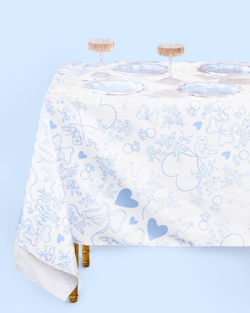 Something Blue Washable Tablecloth | 9 ft x 4.5 ft