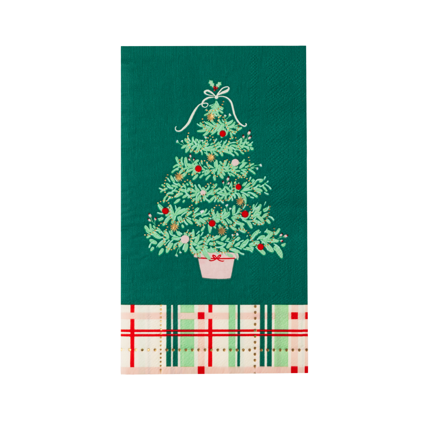 Christmas Tree Plaid Guest Towels | Set of 20
