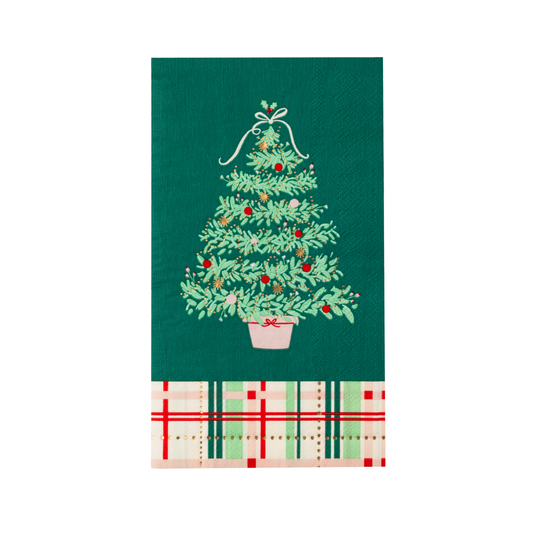 Christmas Tree Plaid Guest Towels | Set of 20
