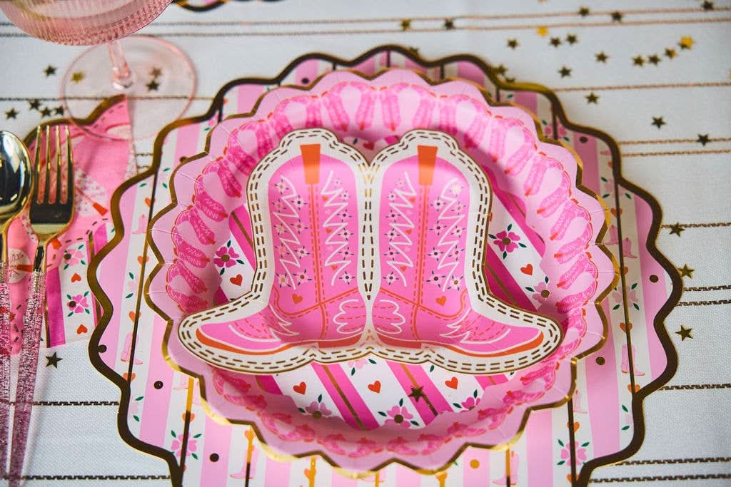 Boot Scoot Blooms Cowboy Boot Dessert Plate Set - Porcupine Paper Co.
