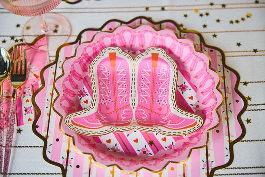 Boot Scoot Blooms Cowboy Boot Dessert Plate Set - Porcupine Paper Co.