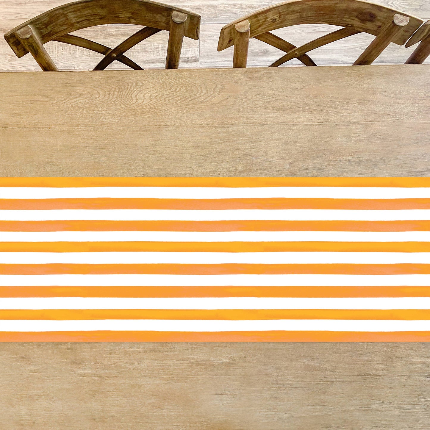 Orange and White Stripe Table Runner | 16.5" × 96"