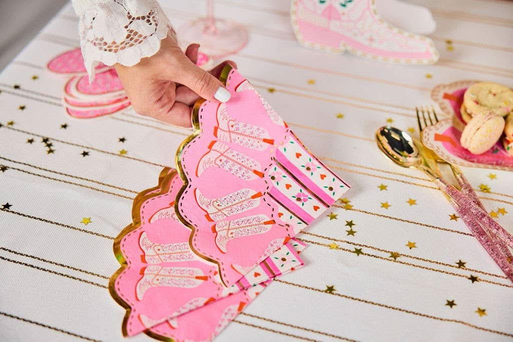 Boot Scoot Blooms Diecut Dessert Napkin Set - Porcupine Paper Co.
