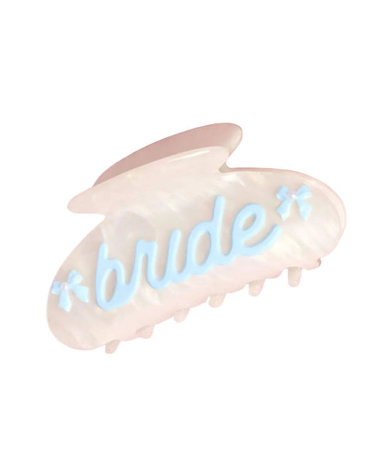Blue pearl acrylic bride clip by xo, Fetti featuring a delicate decorative clip with pearl accents for wedding hairstyles.