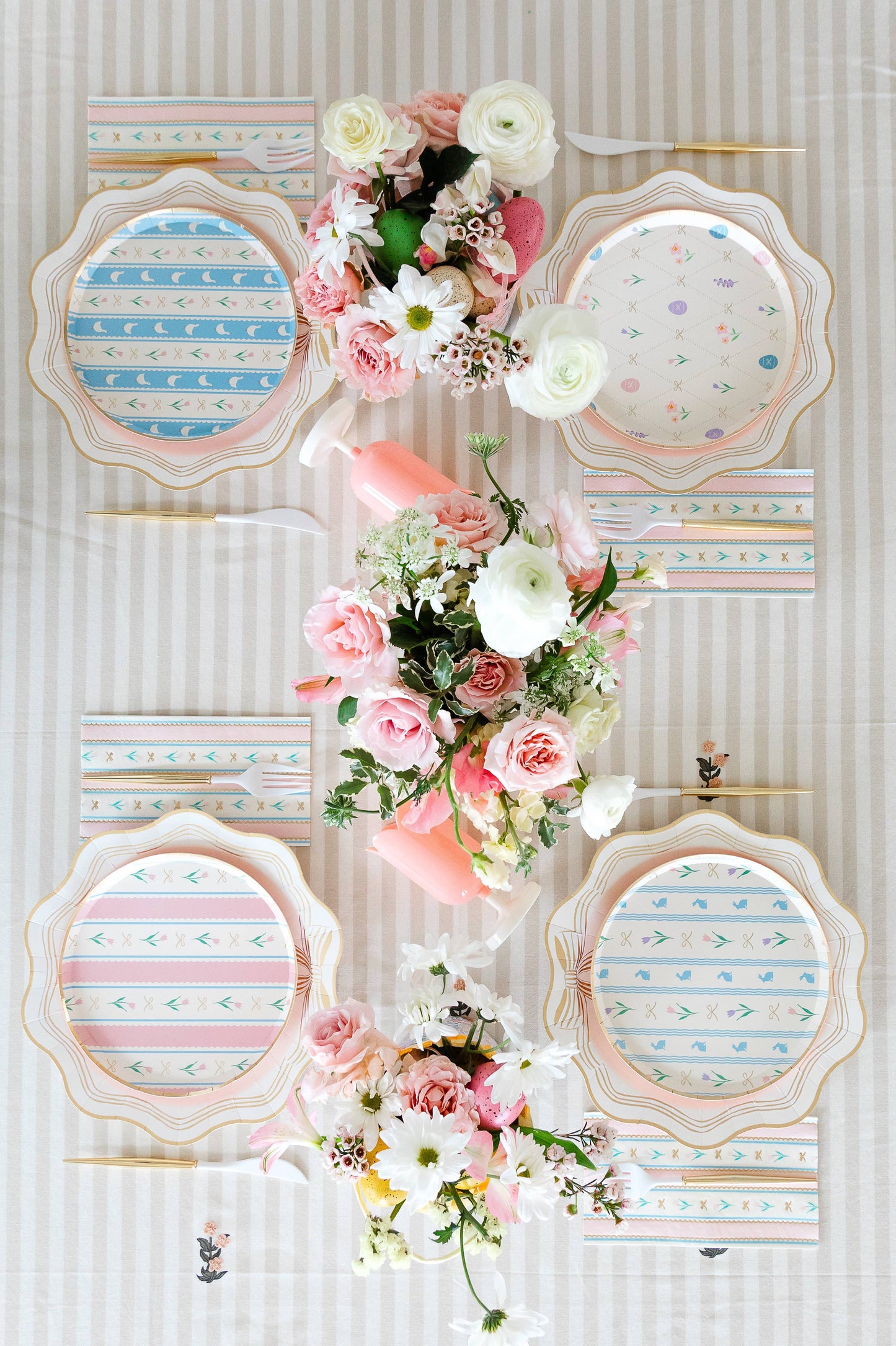 Easter pastel floral paper plates from Bonjour Fête, 8-inch size, set of 8 with colorful floral designs for spring celebrations.