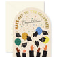 Graduation arch greeting card by Ginger P. Designs featuring colorful hats and celebratory design for graduation wishes.