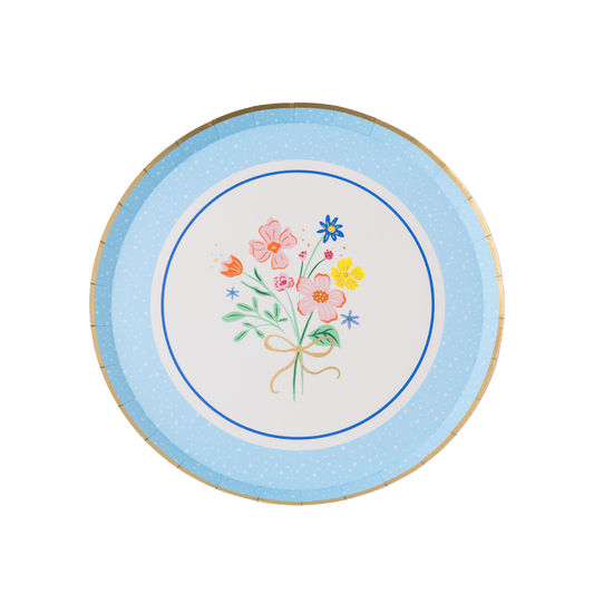 Vintage Pastel Floral Dessert Plates - 8" | Set of 8