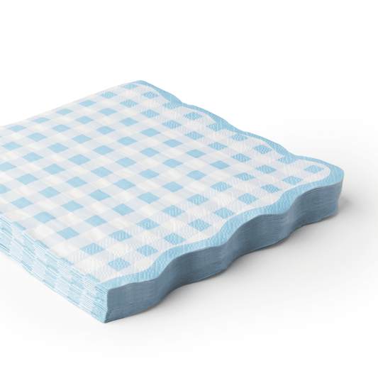 Sky Blue Gingham Dinner Napkins | 20 Count - Porcupine Paper Co.