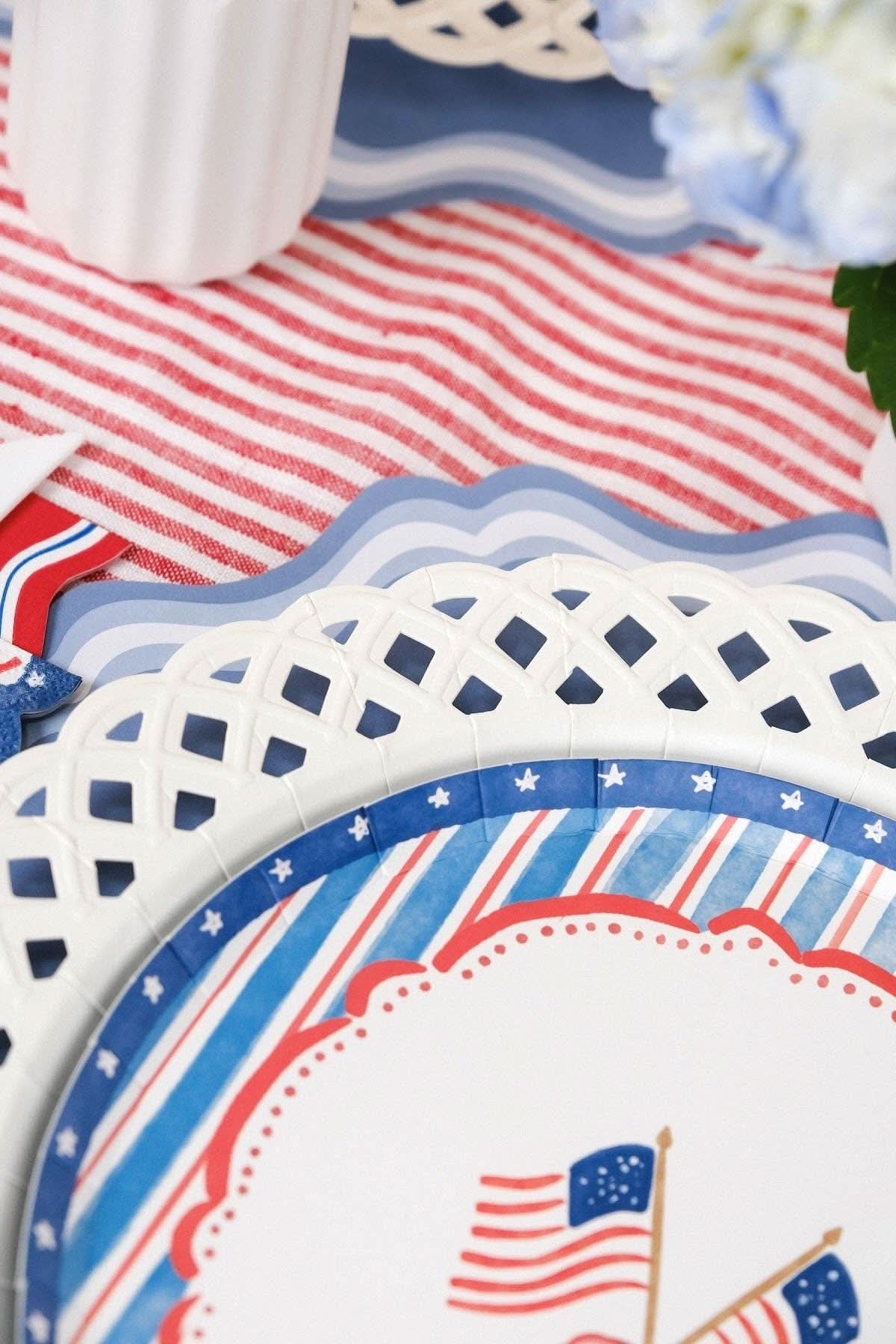 White Basketweave Dinner Paper Plates - Porcupine Paper Co.