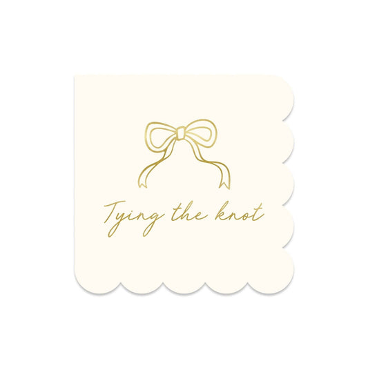 Set of 18 Tying the Knot cocktail napkins by My Mind’s Eye featuring elegant knot design for special occasions.