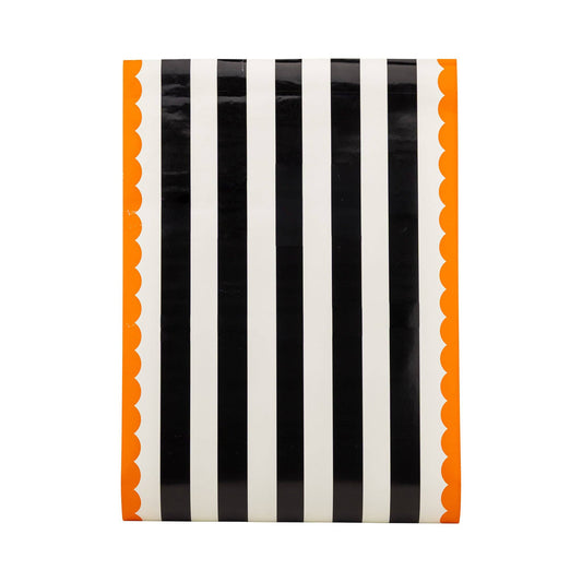 Orange and Black Striped Paper Table Runner | 16 x 120 inch