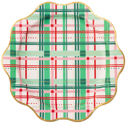 Christmas Plaid Large Plates 11" | Set of 8