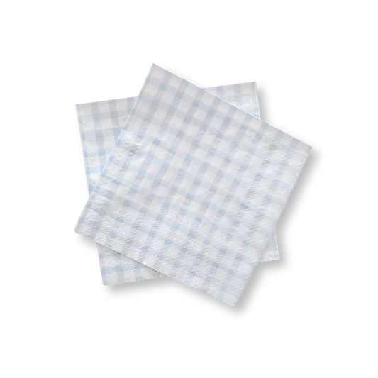 Baby Blue Small Gingham Cocktail Napkins  | 24 count