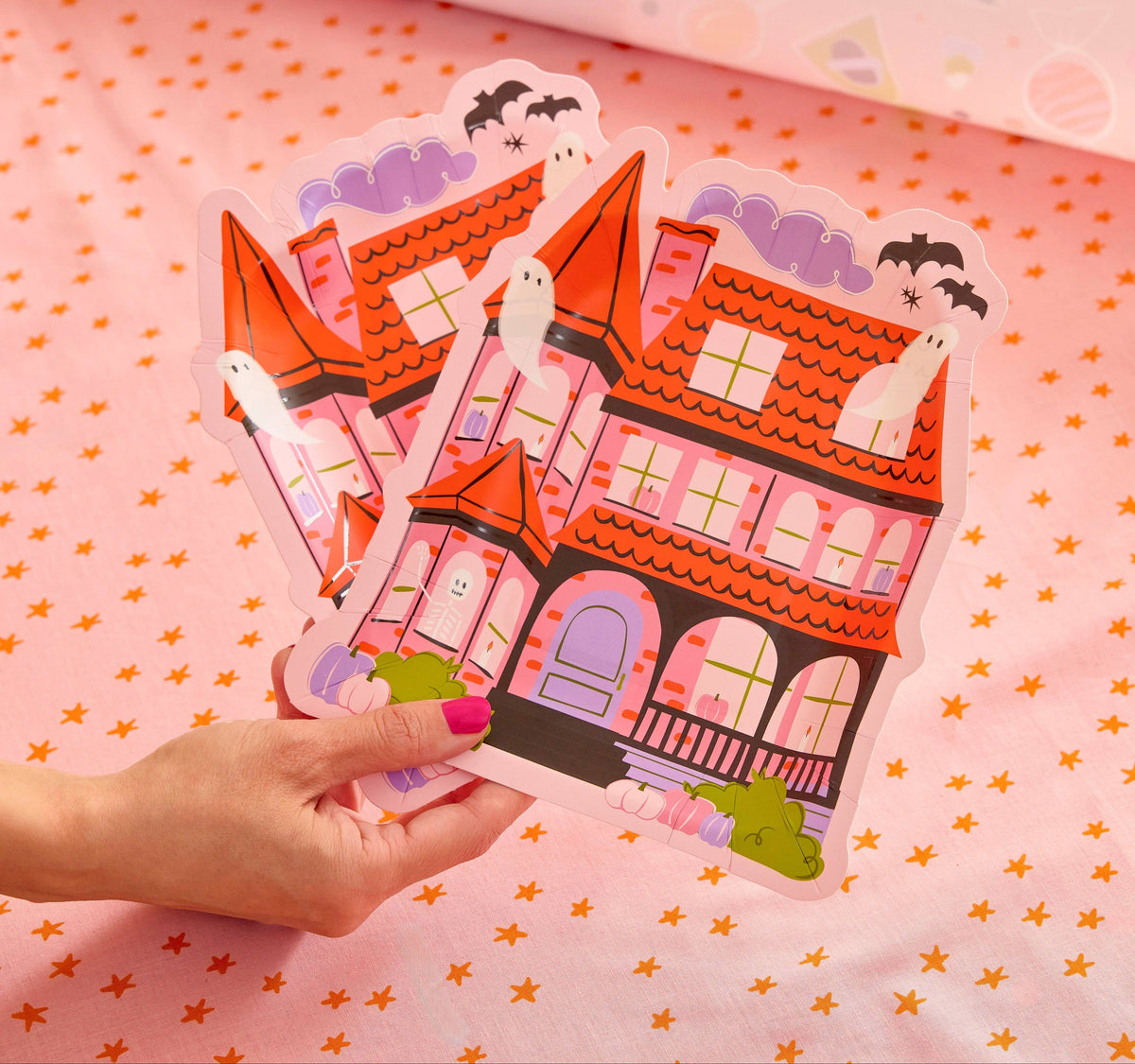 Pink-a-boo Haunted House Dessert Plates  8" | 10 count