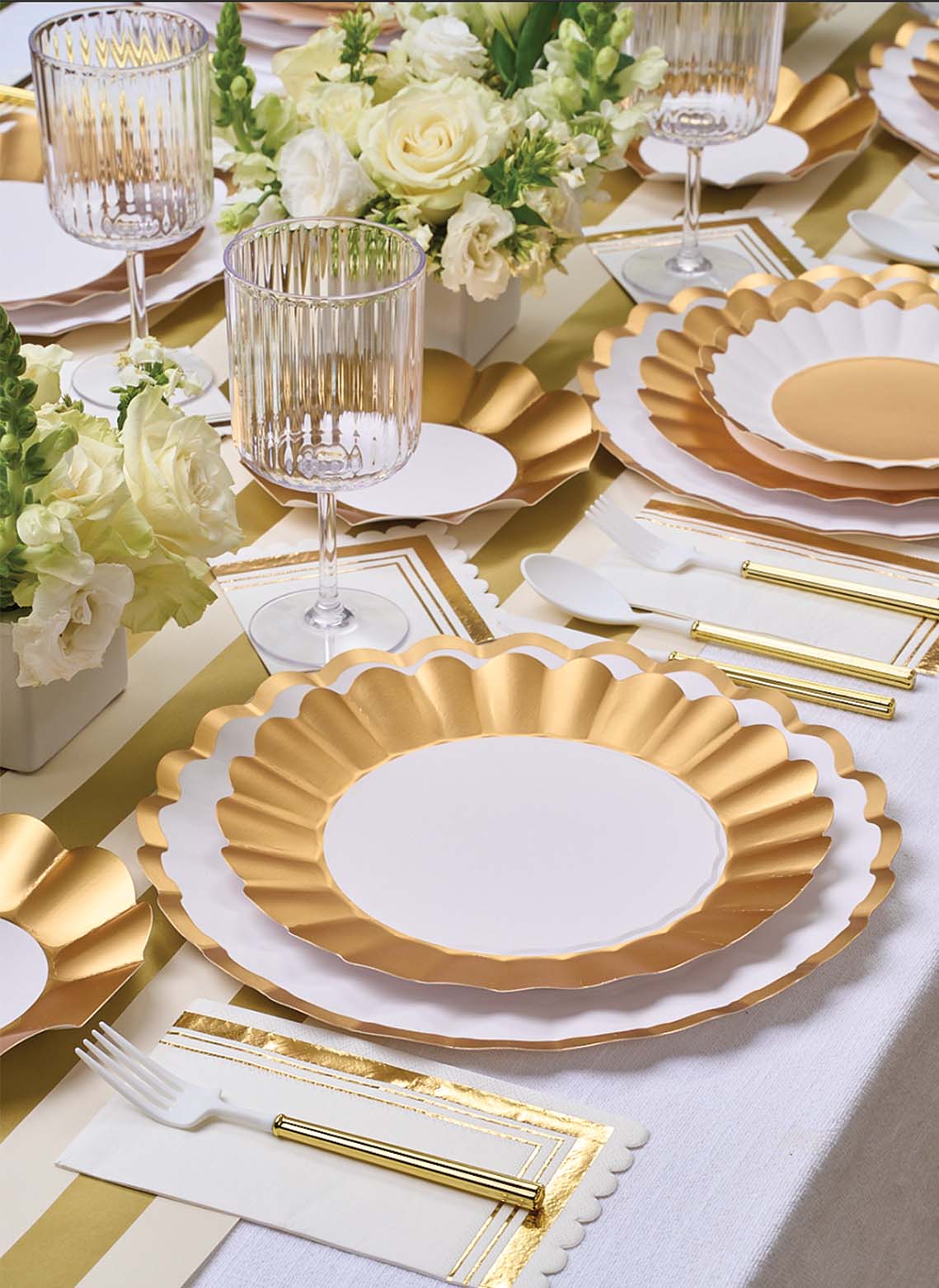 Bella Disposable Plastic Cutlery Set – White & Gold | 24-Piece Set - Porcupine Paper Co.